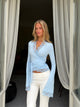 New ballerina basic lace top - Lys blå