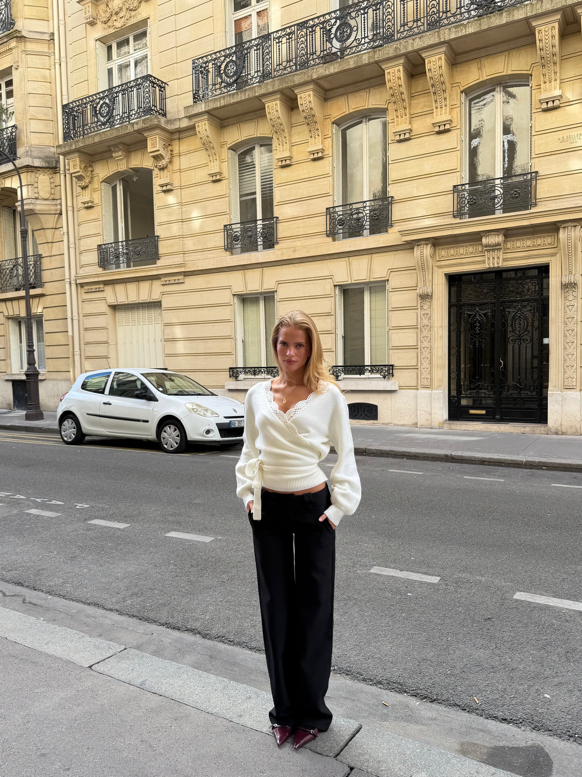 Wool Crochet Wrap Cardigan – Hvit