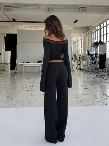 Bari basic lace top - sort