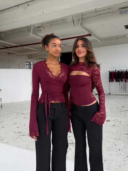 New ballerina basic lace top - bordeaux