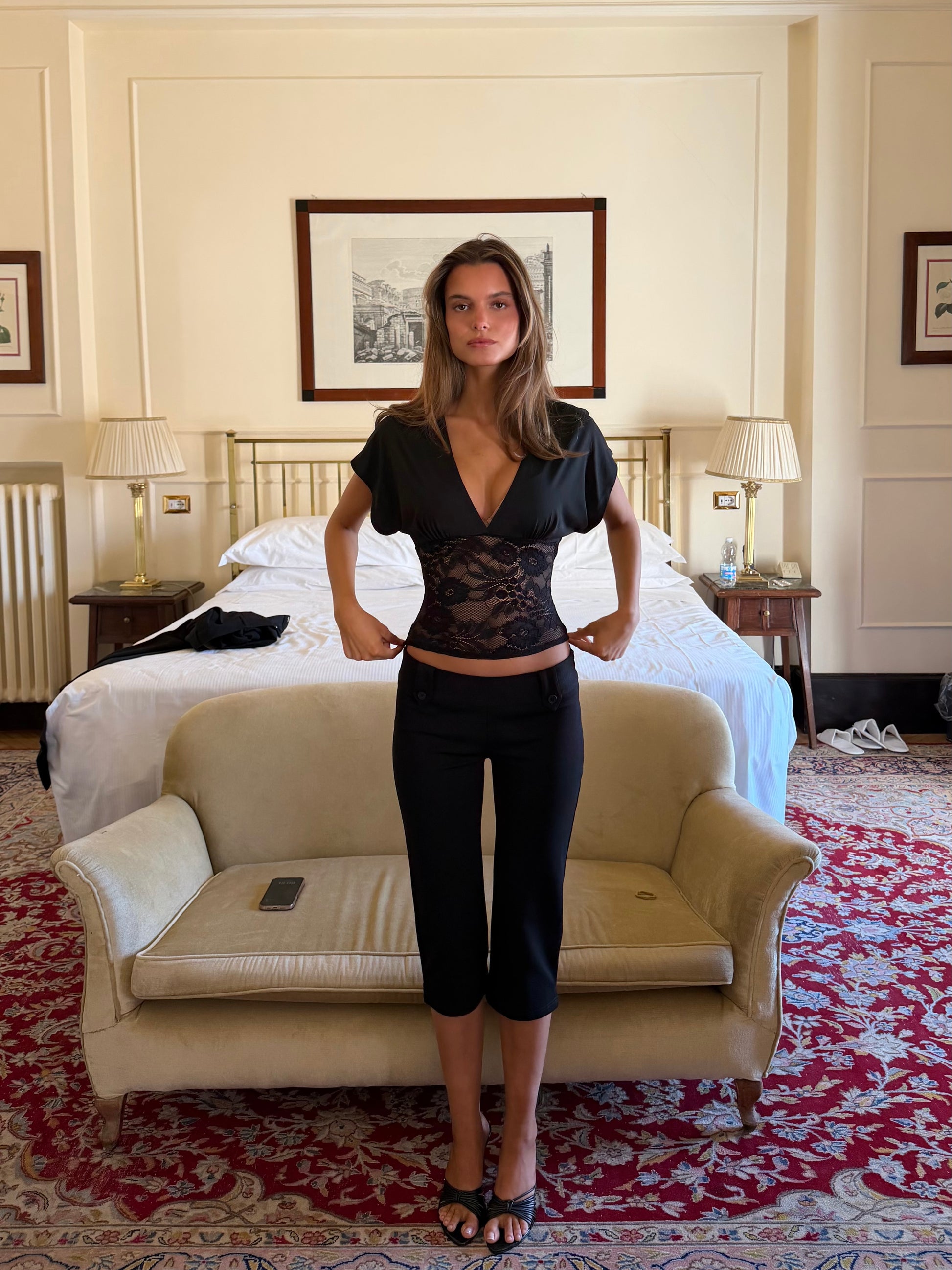 Lera lace top - sort