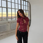 Cleo lace tee - bordeaux