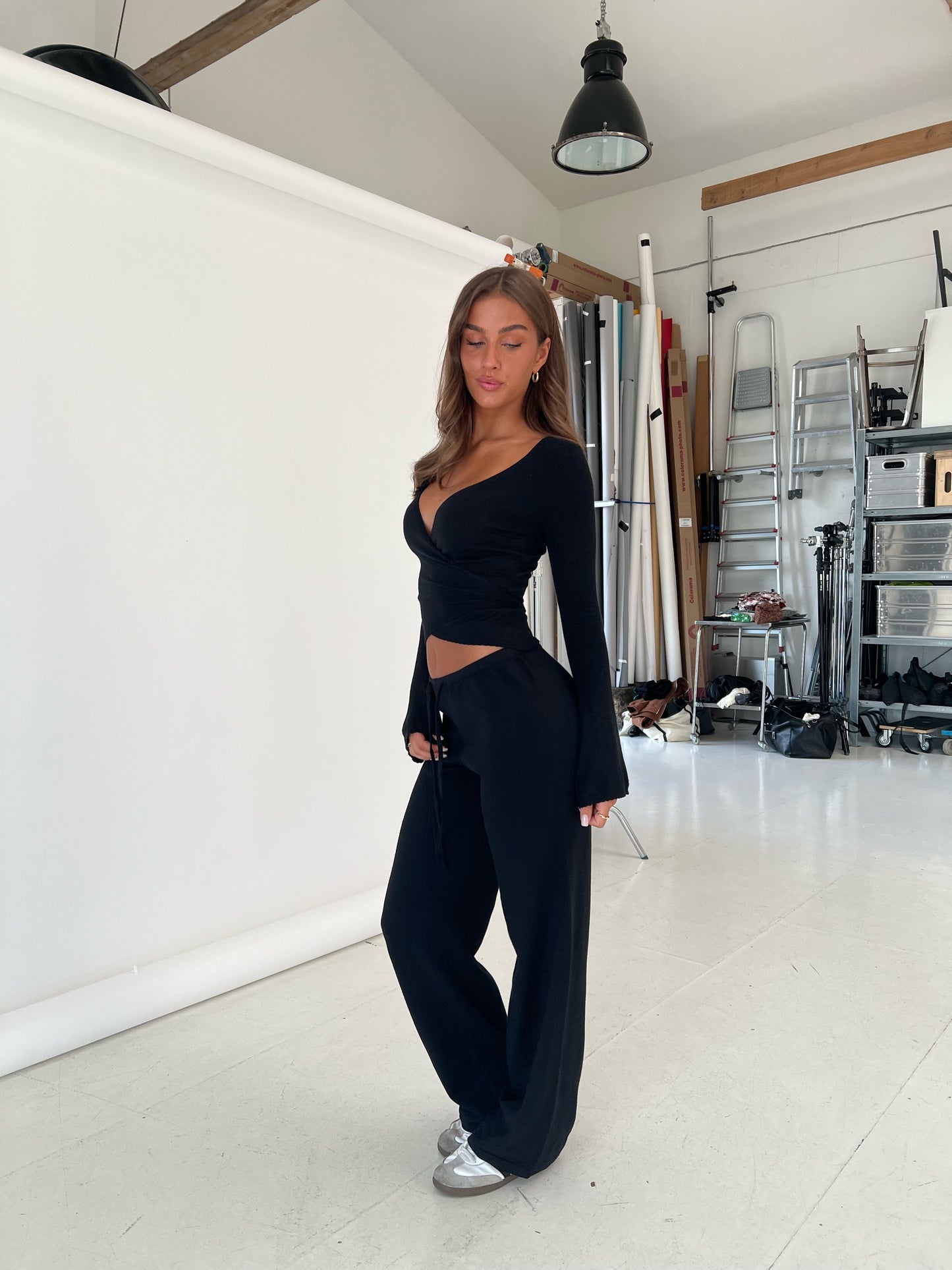 Ballerina knit top  - svart
