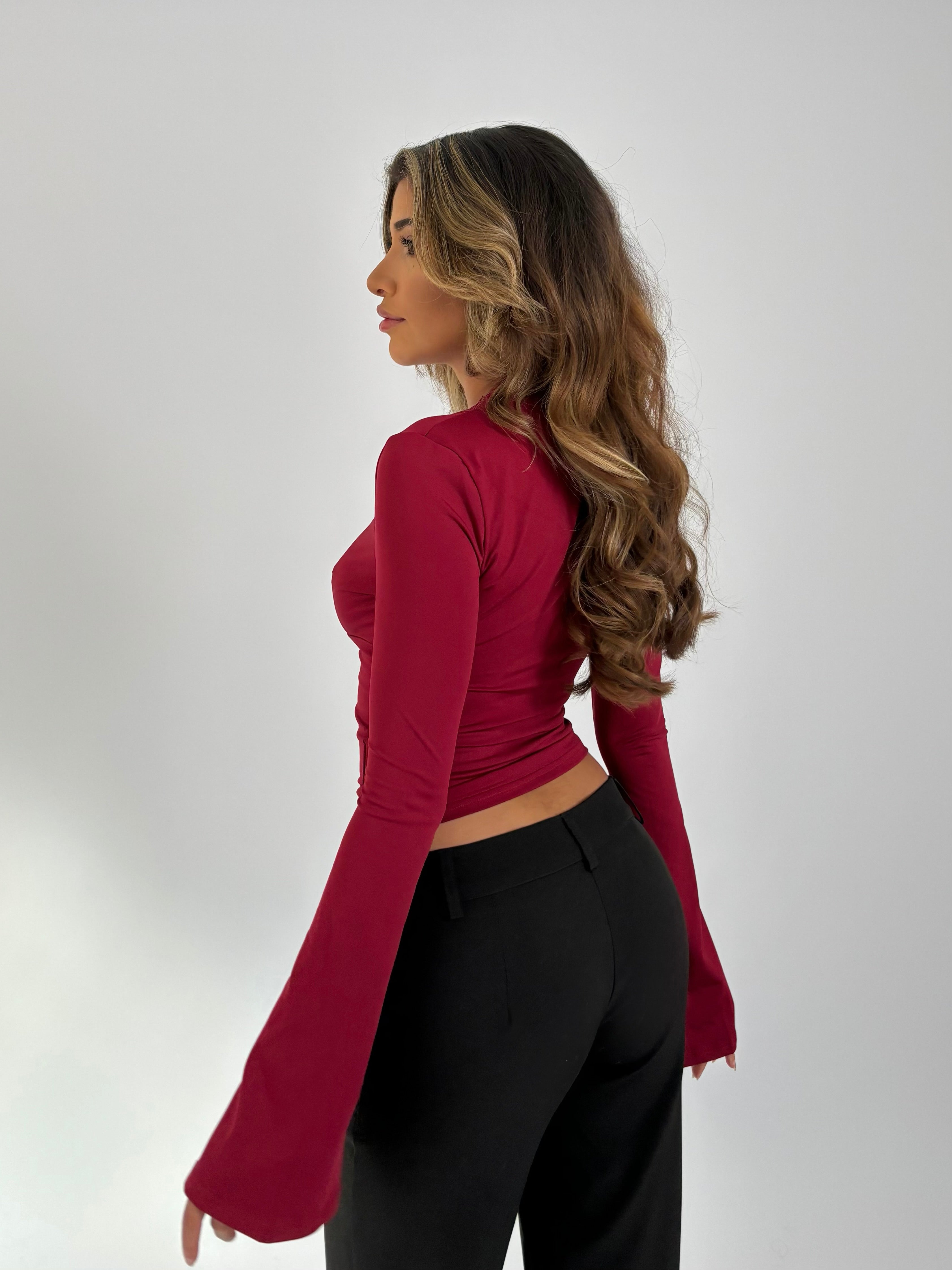 Pretty basic lace top - mørk rød – VENDERBY'S