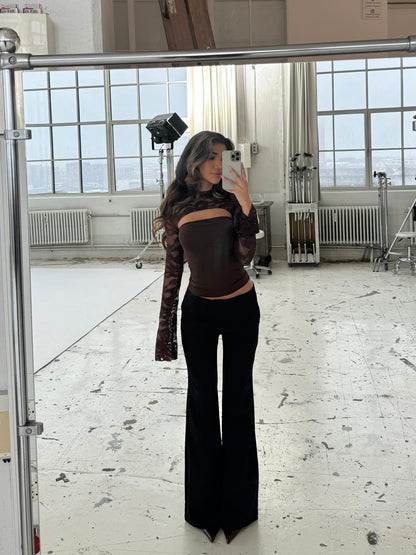 Livia low waist bukser  - svart