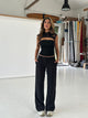 Lina low waist bukse - svart stripet