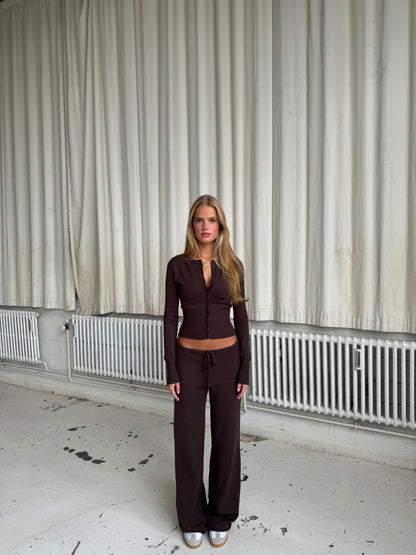 Knit Cardigan - mørk brun 