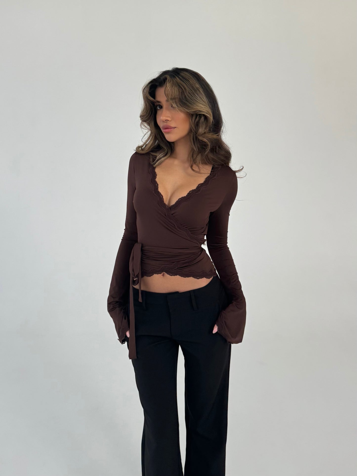 Ballerina basic topp - mørk brun