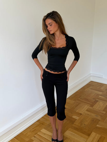 Blair Quarter Sleeve Top – Svart