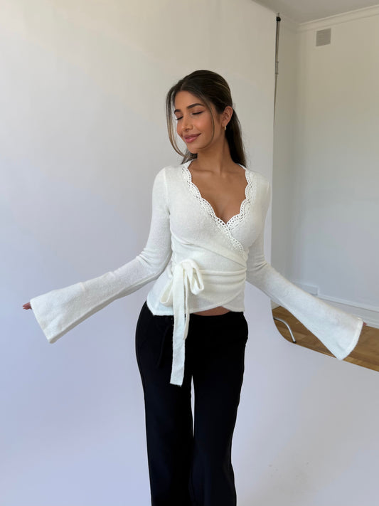 Wool Crochet Ballerina Cardigan – Hvit