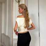 Hera basic lace top - lys gul