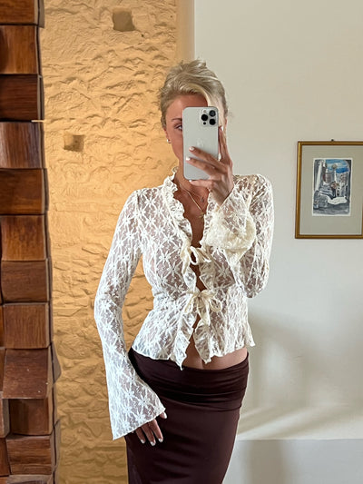 Thalia Trim lace top - cream (forhåndsbestilling)