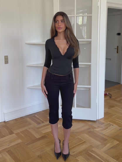 Quarter sleeve lace top  - svart